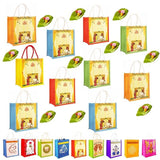NISKANET Elegant Printed Jute Gift Bags with House Warming Design (10 Pack) Reusable EcoFriendly Carry Bags with Decorative Lea