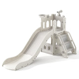 5 in 1 Toddler Slide, Extra-Long Kids Slide for Toddlers Age 1+ with Basketball Hoop and Ball, Storage Space, Indoor Outdoor Sli