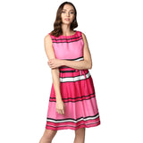 Stylestone WomenS Pink Satin Stripe Dress With Belt