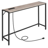 MAHANCRIS Console Table, Narrow Sofa Table, 43.3Entrance Table with Power Station, Behind Couch Table, Simple Style, for Liv