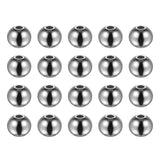 HARFINGTON 20pcs Beads 8mm Stainless Steel 2mm Hole Dia Bead for DIY Crafts, Silver Tone