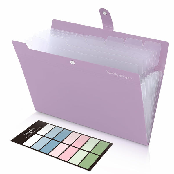 SKYDUE File Folder with Labels, Accordion File Organizer with 8 Pocket ...