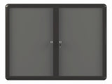 Grey Fabric Bulletin Enclosed Board Cabinet, Two Acrylic Swing Doors, 36 X 48, Graphite Aluminum Frame