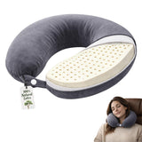 Dreamzee 100% Natural Latex Travel Pillow For Neck Support | Orthopedic Travel Neck Pillow Car & Flight Use | Breathable Cooling