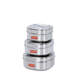 Sumeet Stainless Steel Square Storage Containers Box/Dabba For Kitchen, Set Of 3Pcs,550Ml, 700Ml & 1000Ml, 11Cm, 12.5Cm Dia & 14