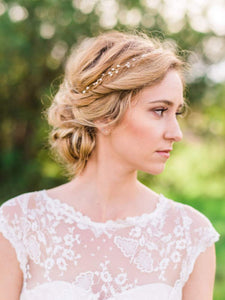 Catery Bride Wedding Headband Pearl Hair Vine Bridal Headpiece Hair Accessories for Women and Girls (Gold)