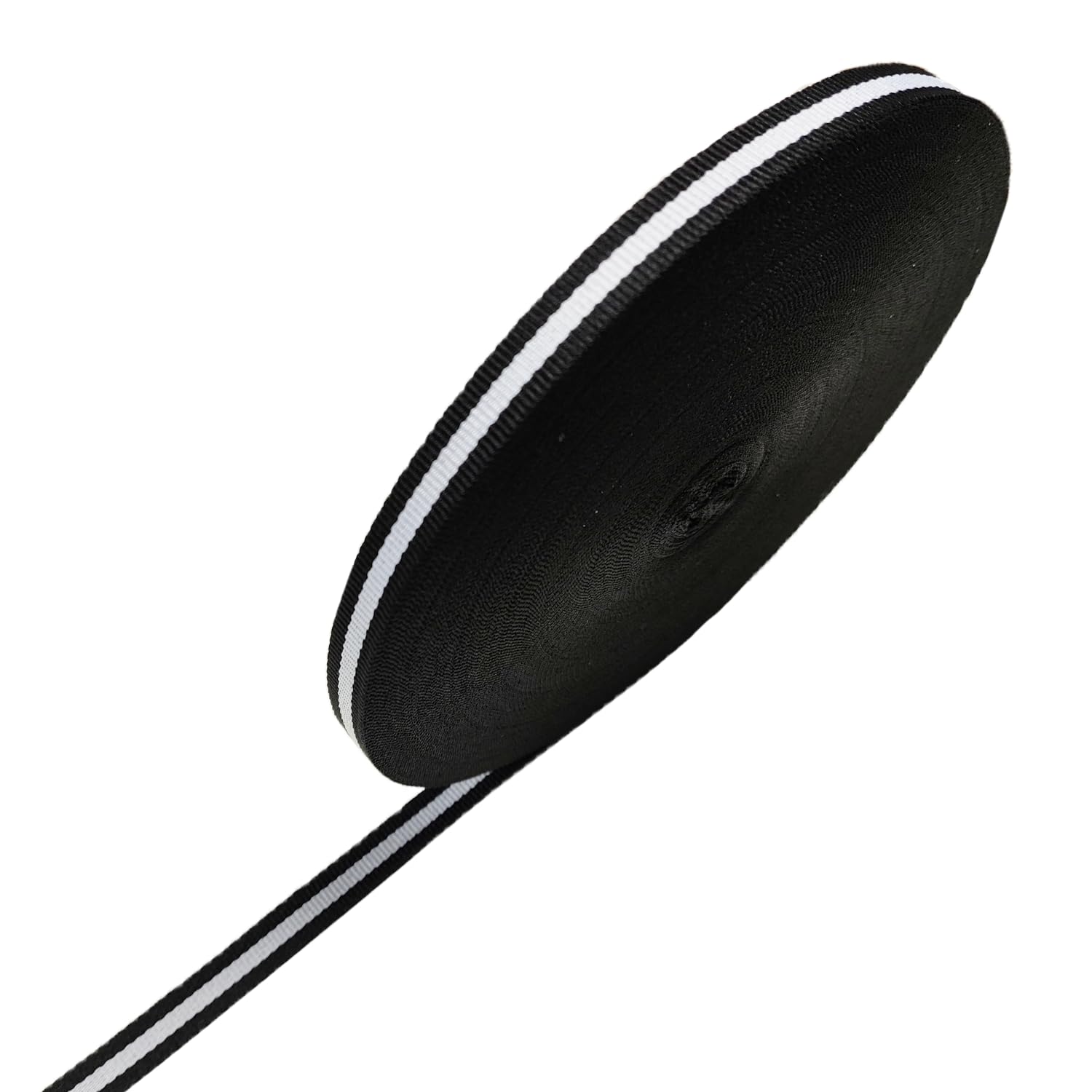 Black and White Grosgrain Ribbon, (3/8 Inch Wide, 55 Yards) Black Striped Polyester Fabric Ribbon Roll for DIY Crafts Gifts Wrap