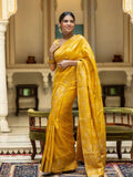 Leriya Fashion Womens Pure Jacquard Banarasi Kanjivarm Cotton Silk Saree With Blouse Piece | Saree Printed (Yellow)