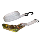 TentandTable 13 Foot Ratchet Strap with SHook | Polyester Tie Down | 1 Inch Width | White | for Tying Down Tents, Sidewalls, 