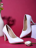 Shoetopia High Heels Solid Patent White Pumps For Women & Girls /Uk6,White,6,B0C5RBSBC9