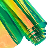 ONEART | 16 Gauge Holographic Iridescent Plastic Vinyl, 16x54 Transparent Vinyl Fabric-Green