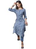 Gosriki Women'S Cotton Blend Printed Straight Kurta With Pant (Ubika Blue-Gs_M_Blue_Medium),Blue,,B0C6QMFTLK