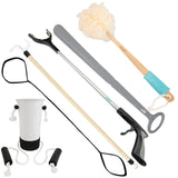Vive Hip and Knee Replacement Kit (6 Pcs) - After Surgery Recovery Set for Seniors - Handicap Aid, Leg Loop Lifter, Reacher Grab