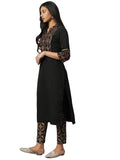 Ziyaa Women'S Crepe Straight Fit Kurta (Zikucr3150- Black_3Xl)