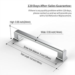 Amerdeco 10 Pack Polished Chrome Cabinet Pulls 5 Inch(128Mm) Hole Center Cabinet Hardware Kitchen Cabinet Handles For Bathroom D