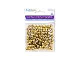 Craft Medley BD240A Metallic Pony Beads, 9x6mm Barrel, Gold, Small