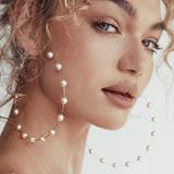 Doubnine Large Hoops Super Huge Circle Pearls Earrings Thin Dangle Gold Silver Elegant Wedding Women Accessories Jewelry Gift fo