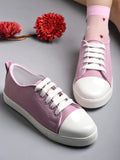 Shoetopia Smart Casual Lace-Up Peach Sneakers For Women & Girls,Peach,4,B0C5R7Z7DN