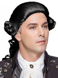 Kavsni Colonial Style Men's Wig, Black Long Wavy Wig for Washington Halloween Costume, Historical Costume Wigs (Black)