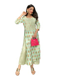 Gosriki Women'S Cotton Straight Printed Kurta With Palazzo (Khona Green_L-Go_Green_Large),Green,,B0B5N85JYB