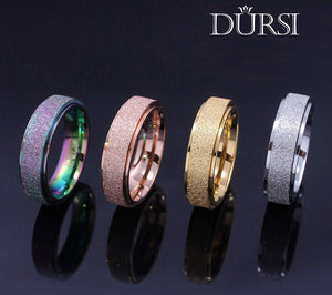 DURSI Spinner Ring for Women Mood Ring for Kid Fashion Stainless Steel Fidget Ring for Anxiety Sand Blast Finish (Chameleon 6mm,