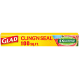 Glad Cling N Seal Plastic Food Wrap, 100 Square Foot Roll (Package May Vary)