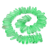 BEADIA Green Titanium Coated Crystal Quartz Spike Point Stick Beads Rough 0.6-0.8 for Jewelry Making 15 Inch/Strand