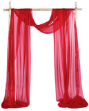 Cytdkve 2 Panels 18Ft Wedding Arch Draping Fabric, Sheer Arch Drapes for Wedding Party Backdrop (Slightly Shimmery, Red & Red)