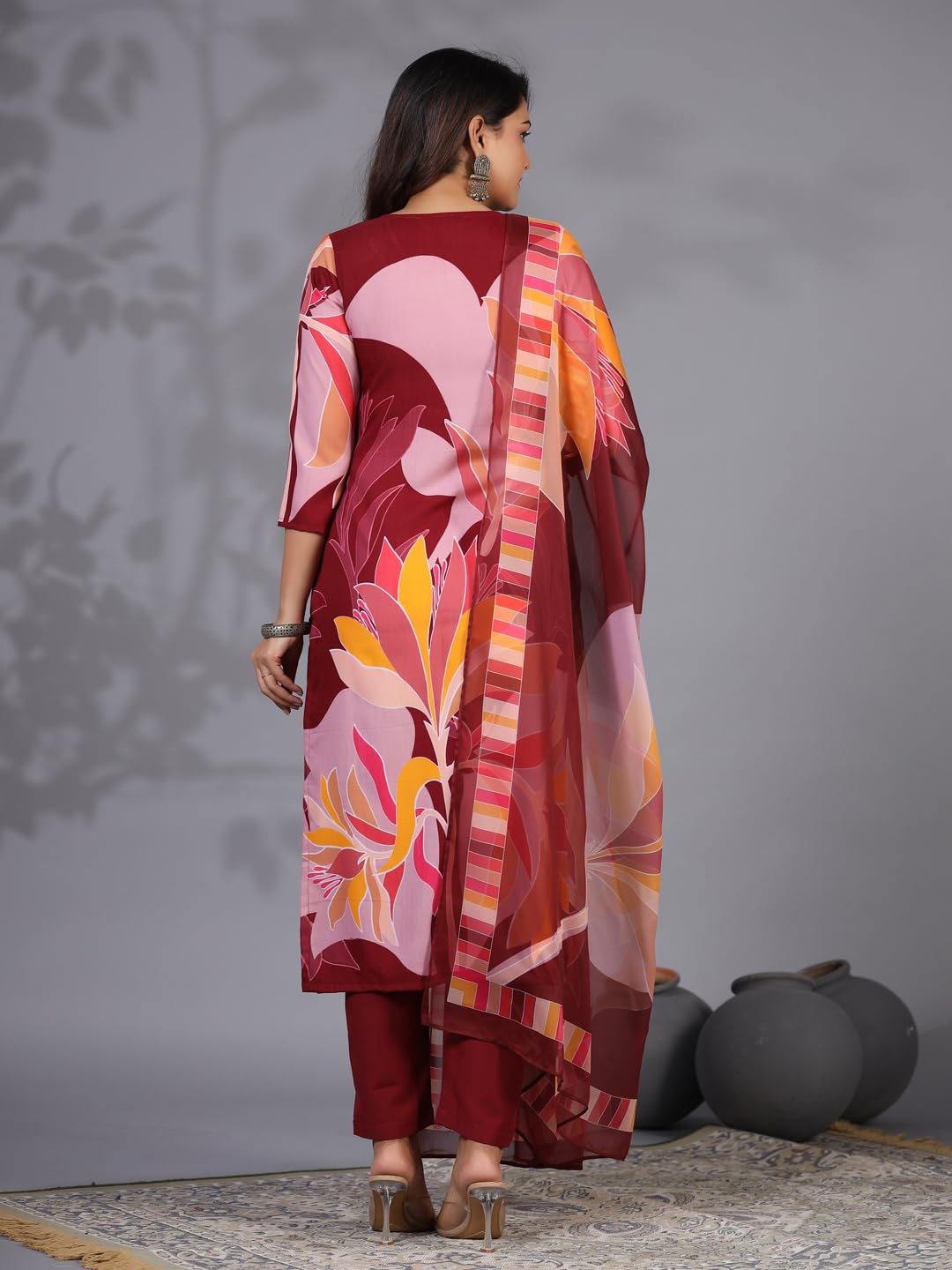Gosriki Women'S Rayon Blend Printed Straight Kurta With Pant & Dupatta (Khissu Maroon-Gs_Xxl_Maroon_Xx-Large),Maroon,2,B0CXPMZJH7