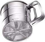 Manual Flour Sifter, Stainless Steel Hand Press Sieve Cup, Large Capacity Sugar Powder Strainer for Baking