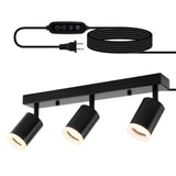 Bojim Plug in Track Lighting with 14.3ft Power Cord, 3 Lights Black Wall Mount Spotlight Fixture, Dimmable Ceiling Lighting for 