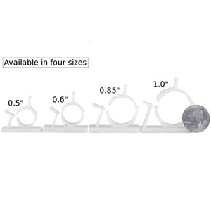 JacobsParts V1 Adhesive Cable Management Clips, 0.85 Inch Adjustable Clamp, White (25 Pack)