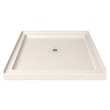 DreamLine SlimLine 42 in. D x 42 in. W x 2 3/4 in. H Center Drain Single Threshold Shower Base in Biscuit, DLT-1142420-22