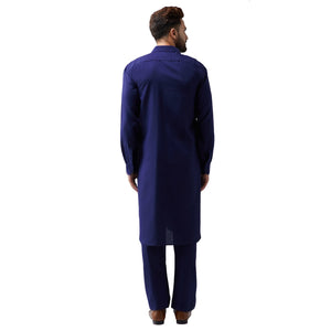 Sojanya (Since 1958 Men'S Navy Blue Cotton Kurta Pathani Set Size Xl