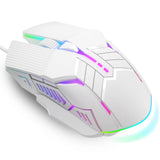 MELOGAGA Wired Gaming Mouse - Lightweight USB Optical Computer Mice with 7-Color RGB LED Lights, 4 Adjustable DPI (1200-3200), 6