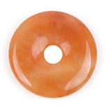 GEM-Inside 40mm Orange Aventurine Jade Stone Circle Donuts Beads for Pendant Jewelry Making Power Energy Chakra Massage GuaSha S