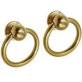 LC LICTOP Antique Brass Cabinet Pulls Ring Drawer Handles, 1.33 Inch Vintage Solid Brass Kitchen Cabinet Hardware Drop Ring Pull