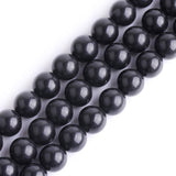 GEM-Inside 8mm Natural Black Russian Shungite Polished Round Stone Chakra Beads for Jewelry Making Full 15 Strand Power Energy H