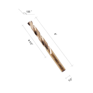 1/2 M35 Cobalt HSS Jobber Length Twist Drill Bit with Straight Shank,Heavy Duty, Pack of 5 PCS, Drilling for Cast Iron, Heat-t