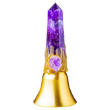 Super Loud Solid Brass Handbells Altar Bells Natural Amethyst Tower Bell Chimes Witchs Bells Hand Percussion Instruments Call B