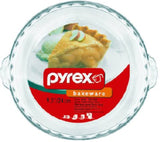 Pyrex Bakeware 9-1/2-Inch Scalloped Pie Plate, Clear - Original Genuine Pyrex - Made In The Usa