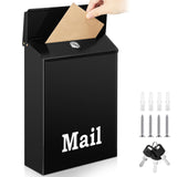 MorningRo 12. 2 x 8. 66 x 3 Inch Large Black Mailbox with Lock for Outside Wall Mount Classic Galvanized Steel Mailbox Rust Proo