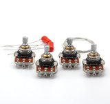 (4x) Bourns 500K SHORT SPLIT Shaft Audio Potentiometers + (2x) .022uf Orange Drop Capacitors - For Electric Guitar