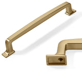 CABDM 6 Pack Bruhsed Gold Cabinet Pulls 10 Inch(256mm) Hole Center Vintage Brushed Brass Cabinet Hardware Kitchen Cabinet Handle