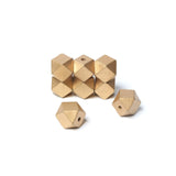 20mm Golden Wooden Geometric Beads with 4mm Hole, Wooden Round Spacer Beads for Garland Farmhouse Decor Bead Crafts Making