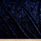 Brocade Scroll Velvet Fabric, 58 Inch in Width, Ideal Embossed Material for Home D cor Navy Sample 3x3 Inch