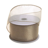 Homeford Sheer Chiffon Ribbon Wired Edge, 25 Yards (21/2Inch, Toffee)