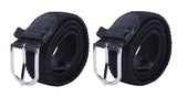 Veteran Stretchable Braided Cotton Belt For Men And Women,Flexible Unisex Belt (Black ColorePack Of 2)