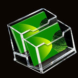 2Tier Clear Business Card Holder Transparent Acrylic Visiting Card Display Stand & Desk Organizer for office