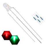 EDGELEC 100pcs 3mm Red & Green Lights Bi-Color LED Diodes Common Cathode (White Lens) Diffused Round Lens +200pcs Resistors (for